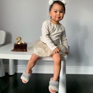 Cream tone Skirt with black polka  and a cream tone top, set from Zara kids